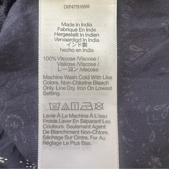 Madewell Dress Shirred Button-Front Mini Bandana Print Nighttime Blue Sz 00 - Picture 10 of 12